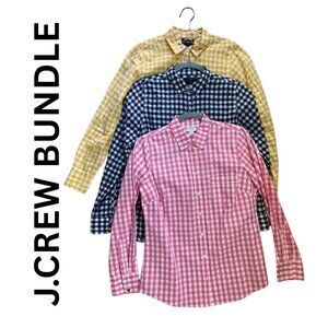 BUNDLE: J.Crew Gingham Cotton Shirts - 3 Included See Sizes